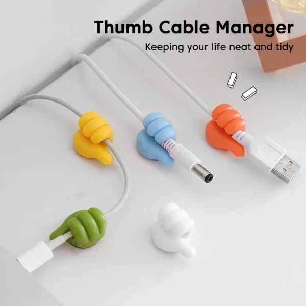Silicone Cable Organizer Clip Holder Thumb Hooks Wire Desk Wall Hooks Storage Cable Multifunctional Protector Cable Management - Image 3