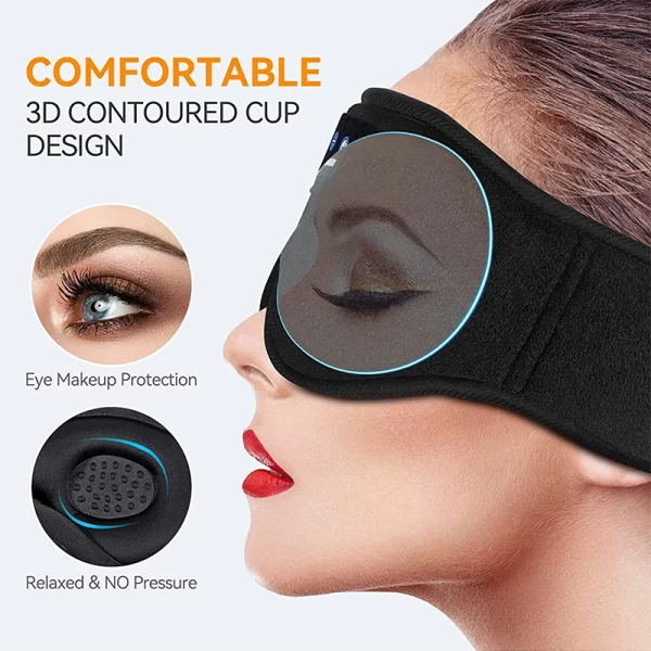 Bluetooth Sleeping Headphones 3D Eye Mask Wireless Air Travel 5.0 Headband Soft Elastic Comfortable Music Earphones - Image 2